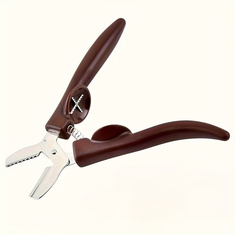 Abrelatas de Acero Inoxidable - Pinza para Nueces de Fácil Agarre, Impermeable, No Necesita Energía, Marrón Oscuro para Uso en Cocina y Comedor