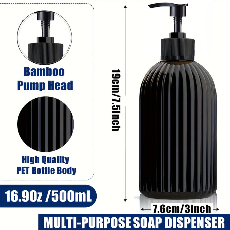 2 botellas de plástico vacías con bomba dispensadora, 500 ml, para jabón de manos y platos, champú y acondicionador, uso múltiple para jabón líquido, gel de baño y ducha, color negro - Regalos para Ramadán, Eid al-Adha, Día del Padre, Navidad y Halloween