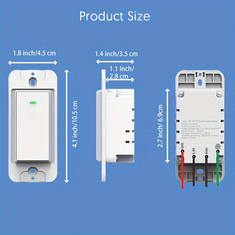 Interruptor de luz inteligente Wi-Fi YNF, control de voz, control remoto, temporizador y programación y control de grupo, compatible con Alexa y Google Home, 4 unidades