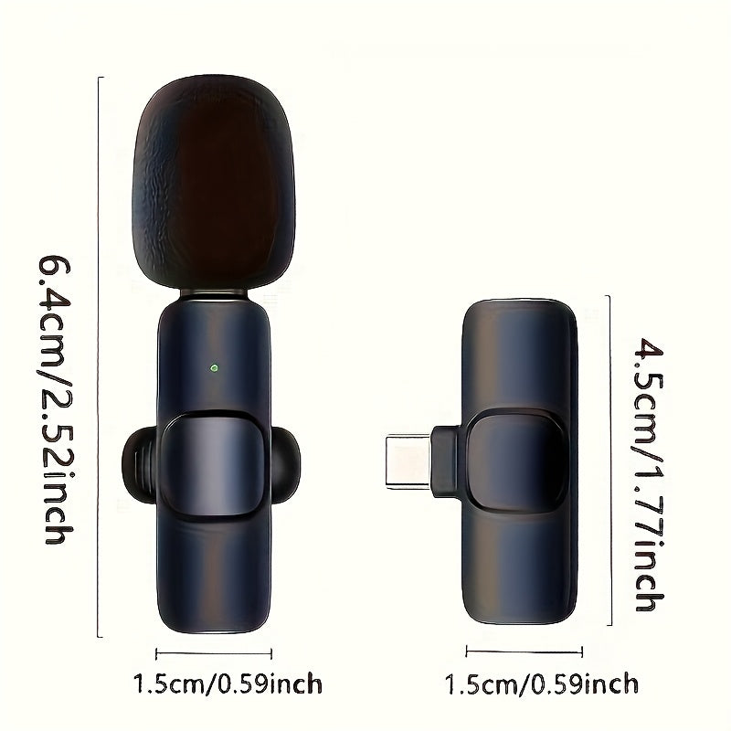 2 Piezas de Micrófono Tipo-C Plug-and-Play para iPhone, iPad y Android - Auto-Sincronización y Reducción de Ruido, Ideal para Grabaciones e Entrevistas. Compatible con Portátiles, Estuche Cargador Incluido, Mini Micrófono sin varillas con Clip