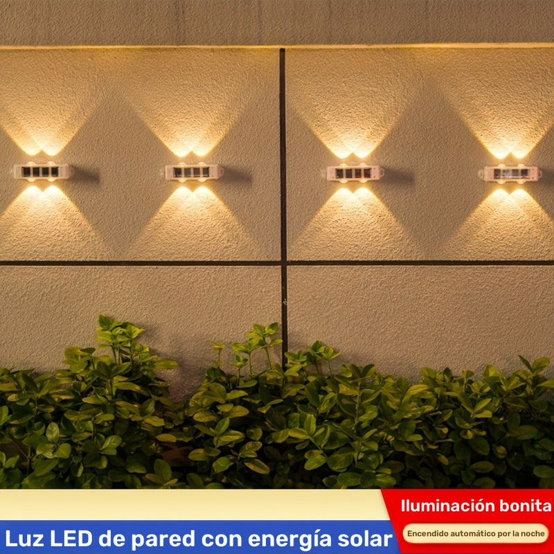 Luces solares para patio exterior (4 piezas/caja), luces de lavado de pared exterior, focos de paisaje para pared exterior de villa, luces decorativas de pared para ambiente