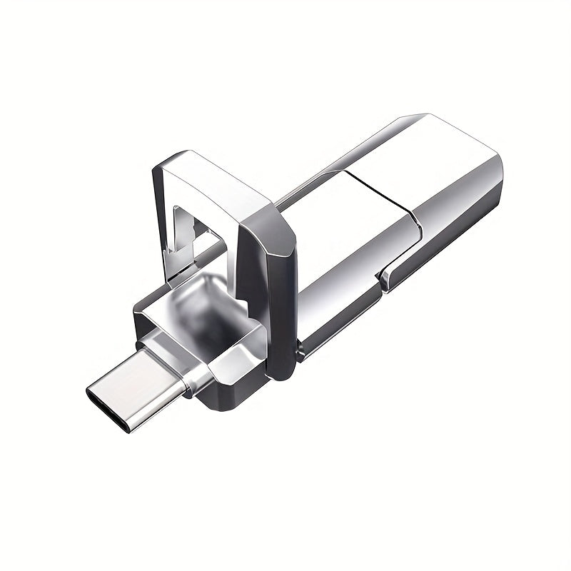 SSD de Alto Rendimiento - Memoria USB 3.0 Flash de Alta Velocidad con Interfaz Dual Tipo-C + USB, Hasta 300/300 MB/s de Lectura/Escritura, Compatible con Portátiles y PC (Plateado) 128GB/256GB