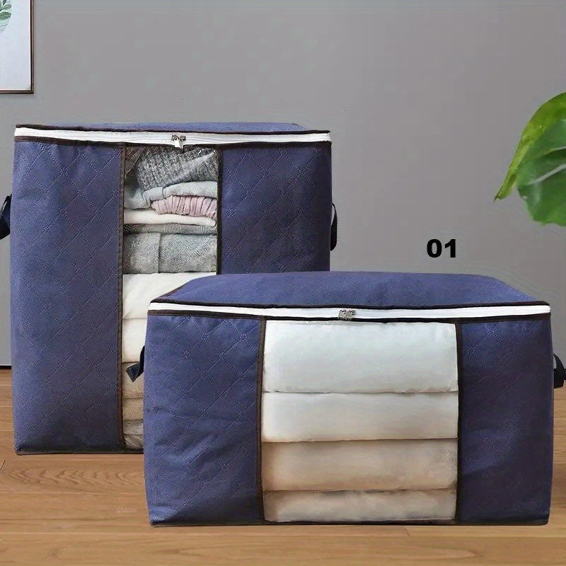 1 Bolsa De Almacenamiento Grande Organizador De Ropa Con Asa Reforzada, Contenedores De Almacenamiento Para Ropa De Cama, Edredones, Ropa, Armario, Ventana Transparente, Cremalleras Resistentes