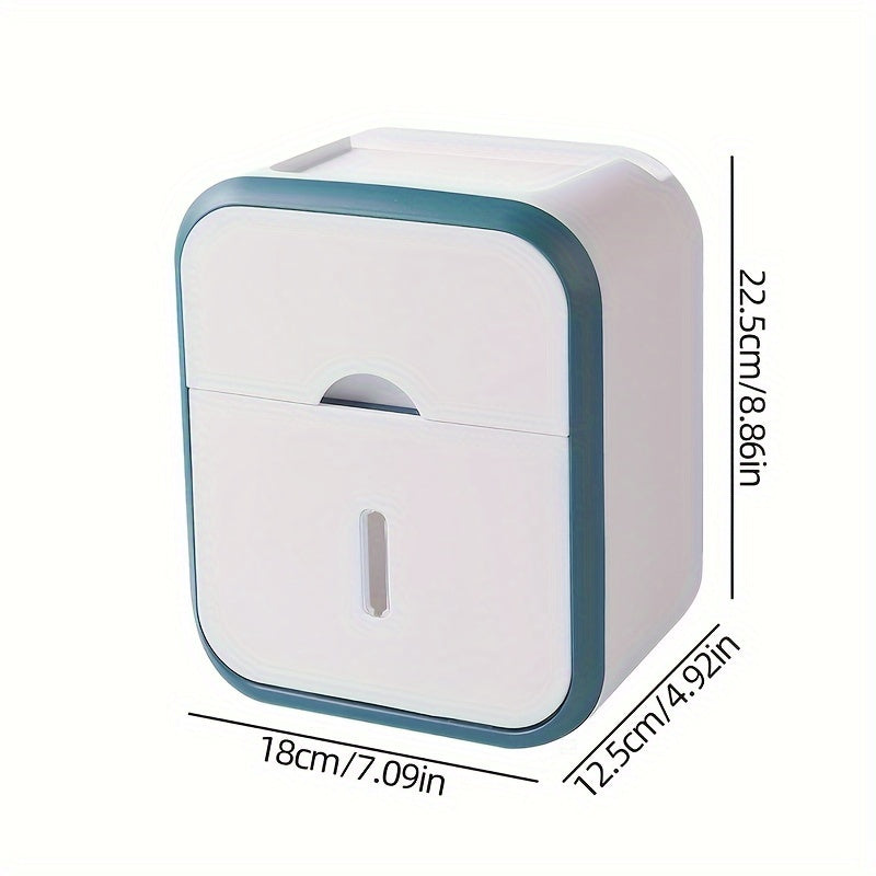 Dispensador de pañuelos montado en pared con estante de almacenamiento, soporte de papel higiénico de baño rectangular de plástico impermeable - Blanco, Decoraciones de Halloween, Navidad