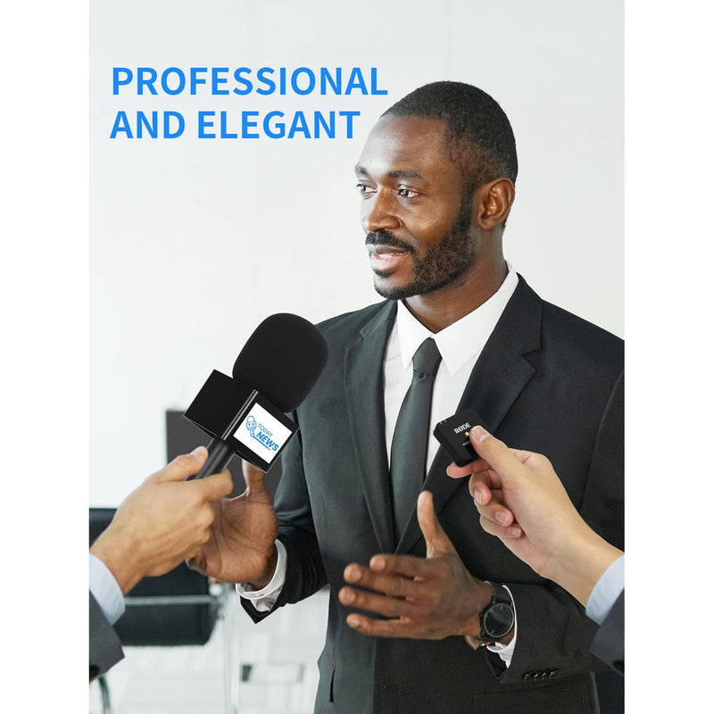 Manillar Profesional para Micrófono con Lavalier, Compatible con RODE Wireless GO/GO Transmisor & DJI Mic - Construcción Robusta, Compatible con RODE ME/Pro y DJI Microphone 1/2, Incluye Pantalla Antiviento de Espuma y Bandera para Podcasting, Streaming,