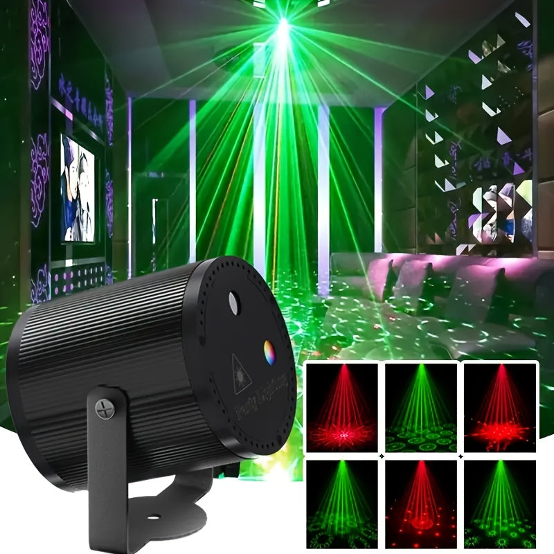 Luz Láser Cilíndrica Negra con Alimentación USB - Decorativa, Bajo Consumo (<0.4mW), Portátil para Sonido En Vivo y Iluminación