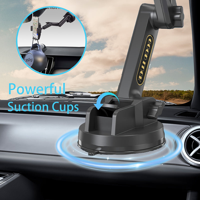Soporte para Teléfono de Camión con Ventosa de Alta Resistencia, Brazo Compacto de 26.16 cm, Estable, Compatible con iPhone y Samsung, Gris, Semi-Permanente