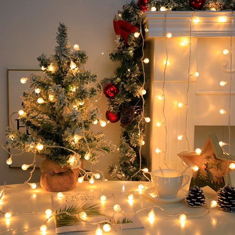 1 bola de luz LED con burbujas, cuerda de luces con esfera de cristal, decoración para habitación, ambiente cálido