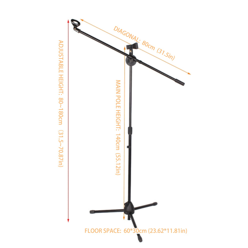 Trepie de micrófono metálico ajustable - Soporte profesional de piso de estudio y escenario con escalabilidad flexible, construcción de aleación duradera, ideal para emisión y grabación, accesorios de micrófono