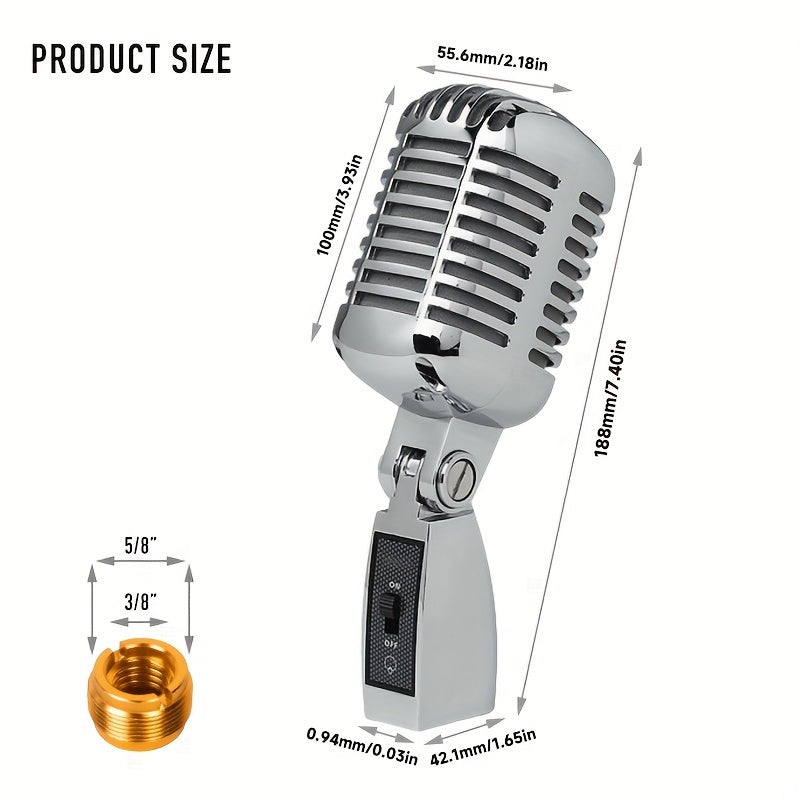 Microfono Vocal Dinámico Retro Clásico AMACEX GM-55 Estilo Vintage para Karaoke y Grabación de Canto