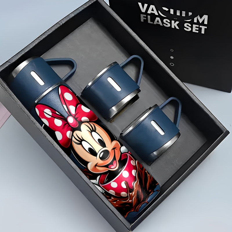 Juego de 1 taza térmica de acero inoxidable Disney Minnie Mouse de 17 oz, aislada al vacío, reutilizable, solo lavado a mano, multiusos, con taza, para adultos, café, bebidas calientes, bebidas frías, termo LHB03211