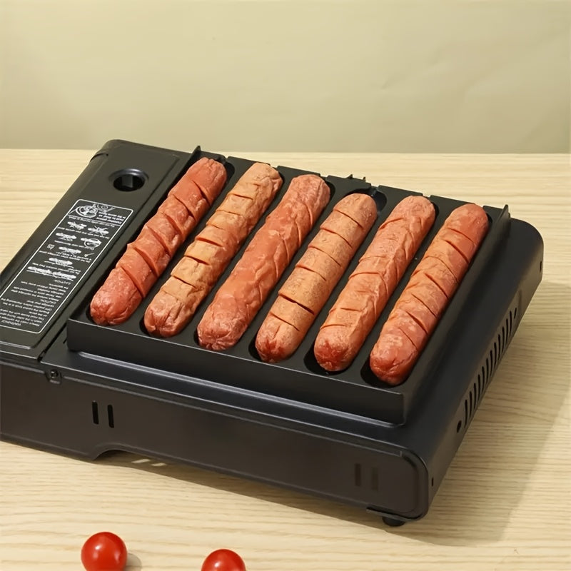 Sartén para Salchichas Antiadherente Versátil - Apta para 6/8 Hot Dogs, Perfecta para Barbacoas en Interiores y Exteriores, Fácil de Limpiar y Diseño que Ahorra Espacio