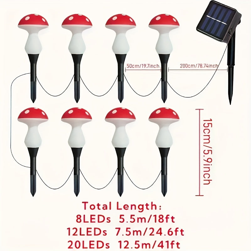 Luces Solares de Hongos - Decoración para Jardín Exterior con 8/12/20 Hongos, Iluminación Solar de 8 Modos para Césped, Fiestas y Campamentos, Ideal para Exteriores y Caravanas