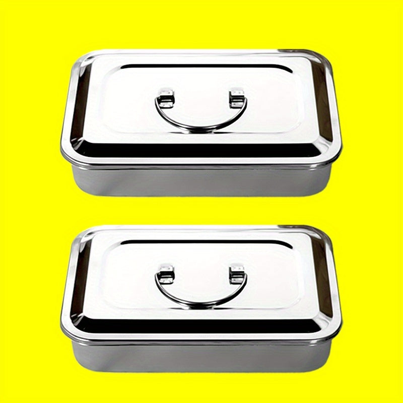 Un paquete, dos paquetes - Material de acero inoxidable, caja de instrumentos de nueve pulgadas, caja de instrumentos con o sin agujeros, adecuada para y almacenamiento de herramientas de uñas, tatuajes, herramientas dentales, etc.
