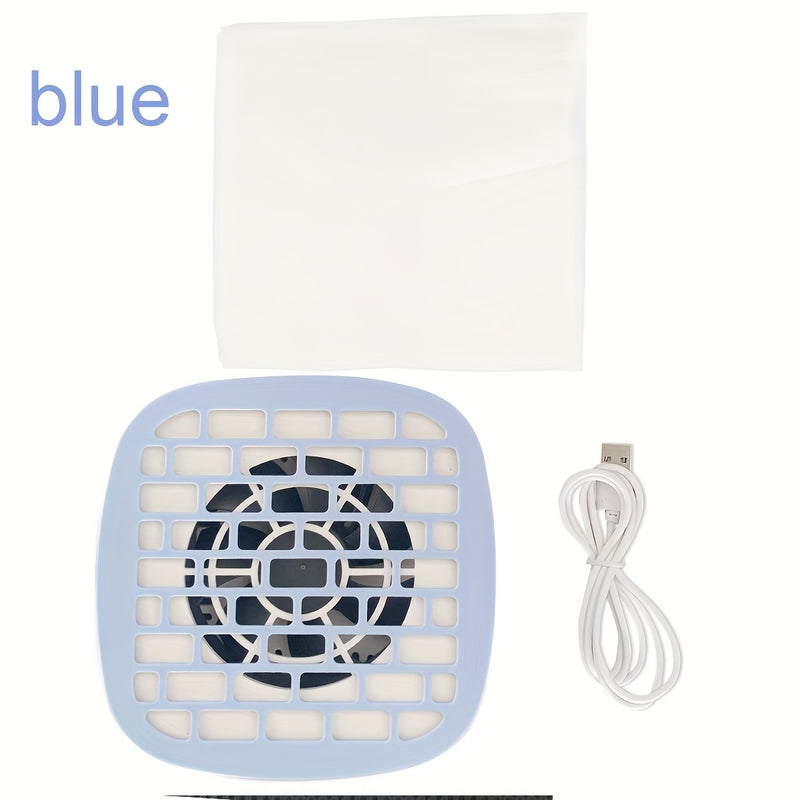 Recopilador de polvo y escombros USB - Herramienta de manicura moderna y duradera de plástico con acentos azules, diseño de 8 ranuras, incluye almohadilla de filtro para técnicos de uñas y uso en casa, eliminador de polvo de uñas, herramienta de belleza