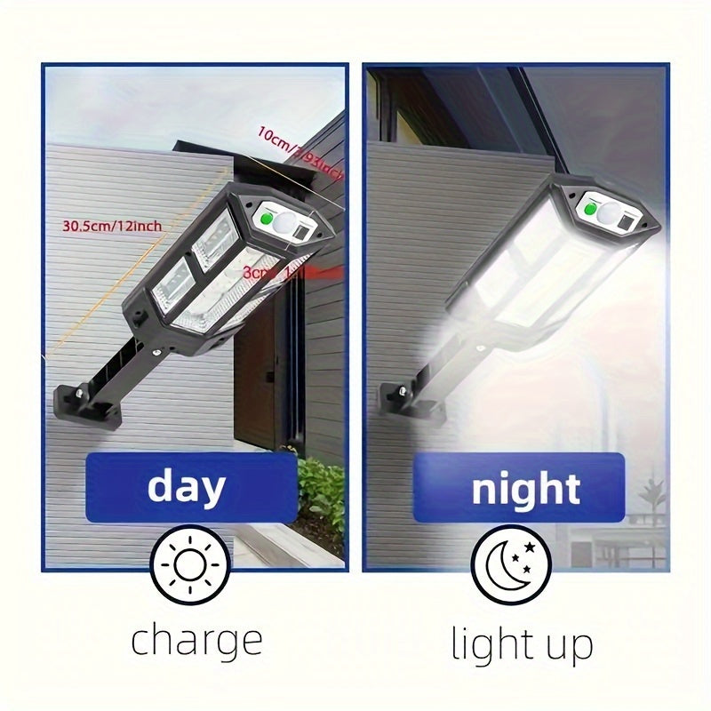 1PC Luz de Pared Solar LED con Sensor de Movimiento, Lámpara de Jardín Exterior para Seguridad y Calle con 3 Modos de Iluminación, Lámpara Solar para Patio con Batería
