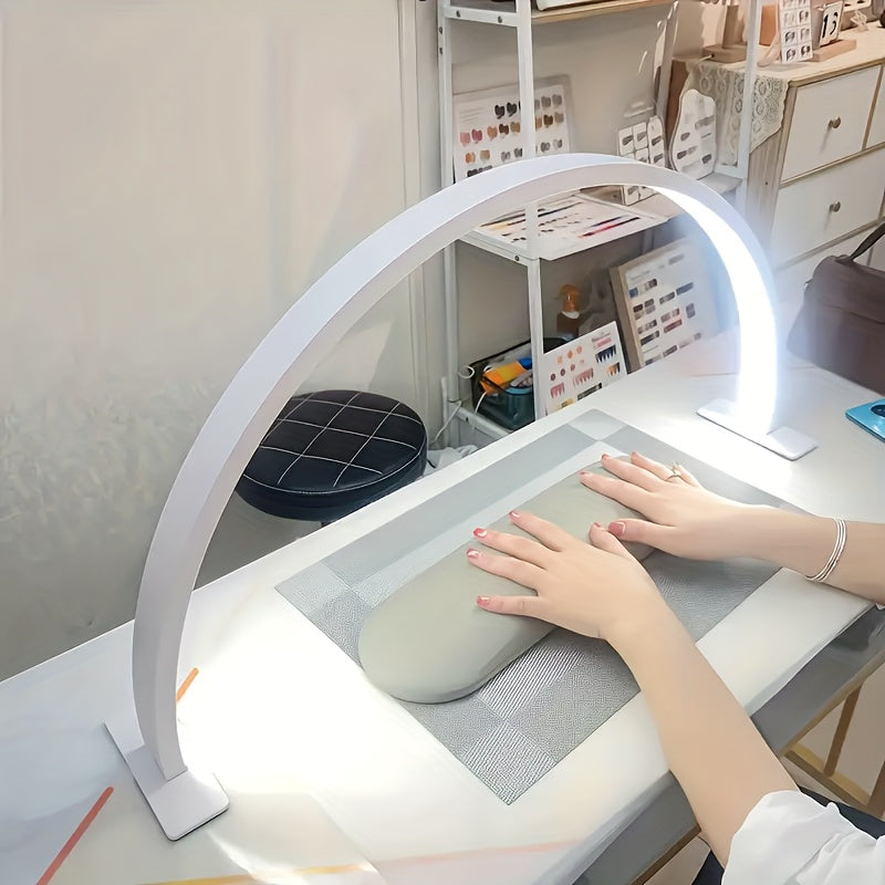 1 Lámpara LED Semircular para Uñas, Alimentación USB, Material de Aluminio, Tres Colores + Regulable Infinito, Ideal para Arte de Uñas, Extensiones de Pestañas y Cuidado con Luz, Instalación en Escritorio