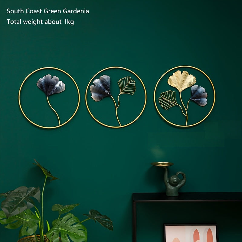 2D Plano, 3 Piezas de Decoración Acrílica Moderna al Estilo Europeo con Ginkgo para Colgar en la Pared sin Marco y Agujeros Pre-perforados para Sala de Estar Dormitorio Guardería Adhesivos Artísticos, 2D Plano