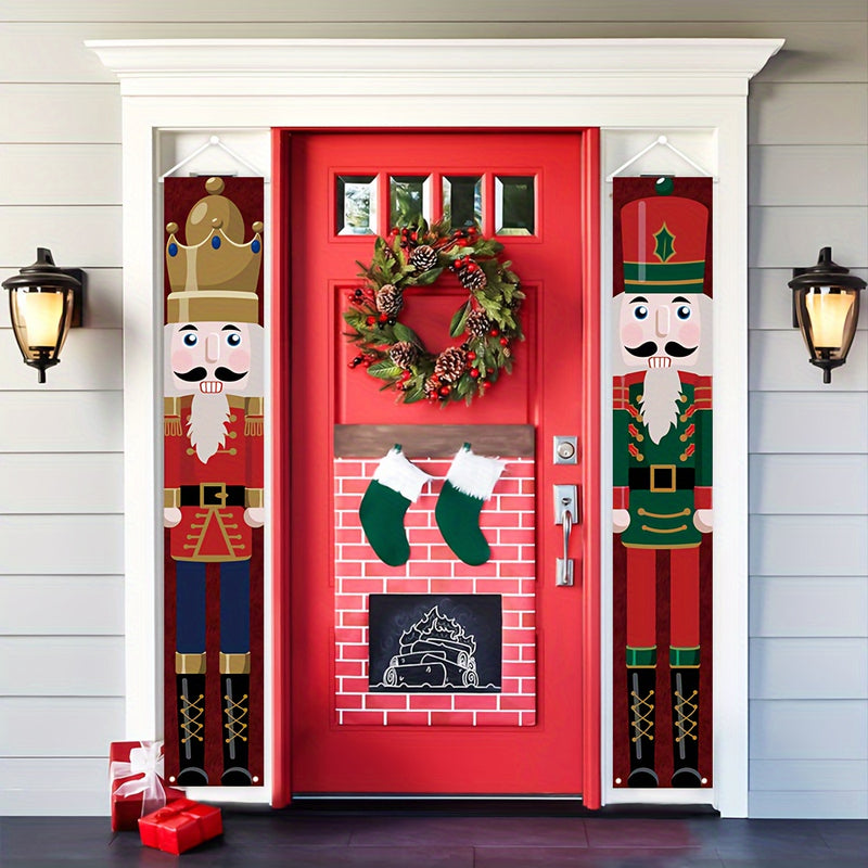 Banderines navideños con diseño de nuez, decoración para puerta de exterior, 179.83 cm x 29.97 cm, tela de poliéster, adornos colgantes festivos