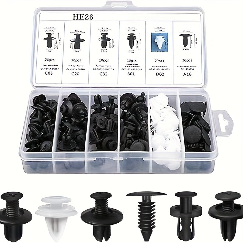 50pcs Remaches de Plástico Negros para Coches - Agujero de 8mm, Clips de Expansión para Molduras de Puertas y Retención de Paneles