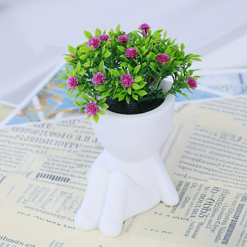 3 piezas de flores artificiales, plantas simuladas en forma de estrellas, maceta blanca de plástico, decoración para escritorio, sala de estar u oficina, estilo nórdico moderno, sin mantenimiento, regalo ideal para entrada, balcón o ventana