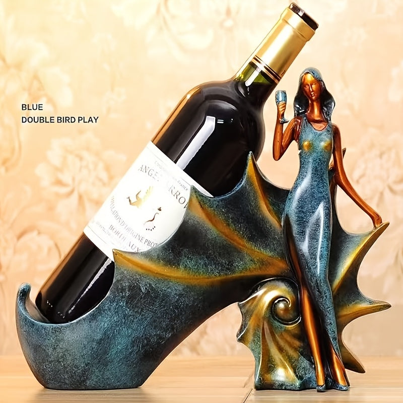 Elegante Soporte de Vino Tinto Decorativo - Resina, Estilo Europeo Creativo, Minimalista Moderno para Salón, Portabotellas de Vino, Soporte de Vino