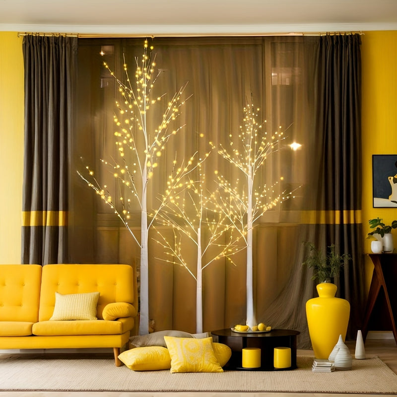 1 pieza de 121,92 pulgadas/152,4 pulgadas/182,88 pulgadas, árbol de abedul artificial con luces LED, lámpara de suelo, alimentada por USB, diseño moderno de plástico con luces blancas cálidas, ideal para el hogar, bodas, festivales, fiestas, vacaciones,