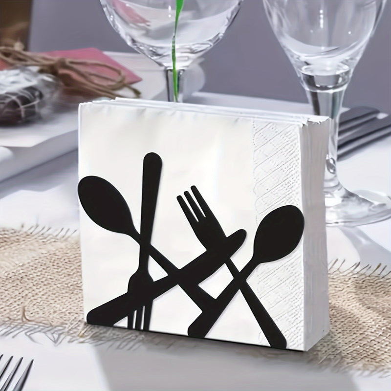 Porta servilletas de hierro fundido, diseño de cubiertos para decoración de mesa en casa, cocina, cafetería o restaurante, organizador de servilletas de papel en metal negro, 1 unidad