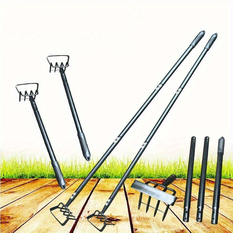 Pala de jardín de acero pesada con cuchillas de acero ajustables - Diseño de ahorro de mano de obra manual para la eficiente suelta de suelo, desmalezamiento y mantenimiento de jardines - Herramienta de granja para uso profesional y doméstico, suelta de