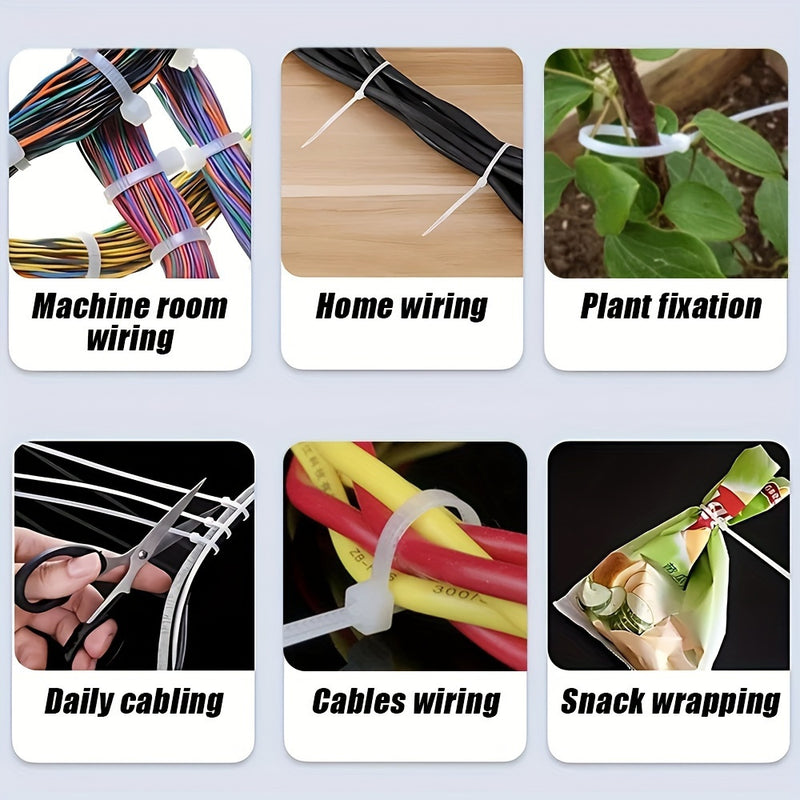 Conjunto de 300 piezas de Correas de Fijación Multiusos, Fuertes y Duraderas, (6, 8, 10, 30.48 cm), Pueden Ser Utilizadas para Agrupar y Fijar en Exteriores y Jardinería, Adecuadas para la Gestión y Almacenamiento de Hogar, Oficina y Materiales