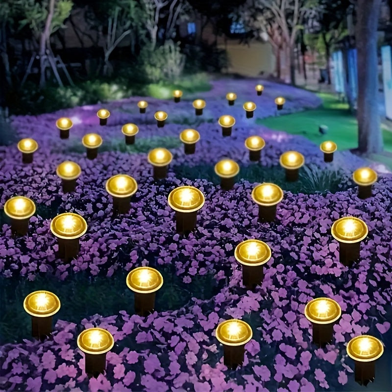 30 luces solares para exteriores, iluminación cálida amarilla, luces de plástico para césped, jardín y decoración de villas, ambiente navideño, luces solares para exteriores