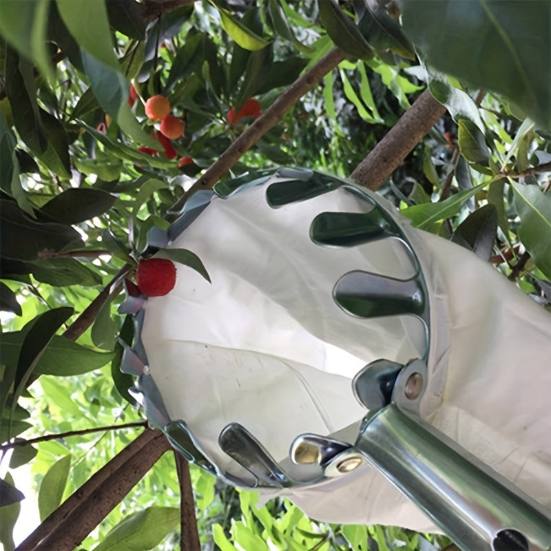 1pc Herramienta Recogedor de Frutas Metálica, Palo Telescópico No Incluido, Alcance Alto para Dátiles, Nueces y Caquis - Accesorio Fácil para Cosecha en Jardinería