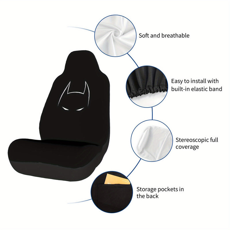 2 Piezas de Fundas para Asientos Warner Bros. Batman | Accesorios Divertidos y Cartoon | Protectores Universales para Asientos Delanteros en Sedanes, Pickups y SUVs | Armadura Elástica Duradera