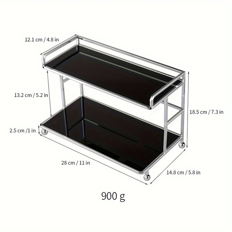 Organizador de Tocador de Estilo Nórdico de 1 Nivel en Acrílico - Elegante Expositor Negro para Mostrar Cosméticos, Perfumes y Almacenamiento de Vasos de Agua - Ideal para Baño, Sala de Estar o Decoración de Entrada
