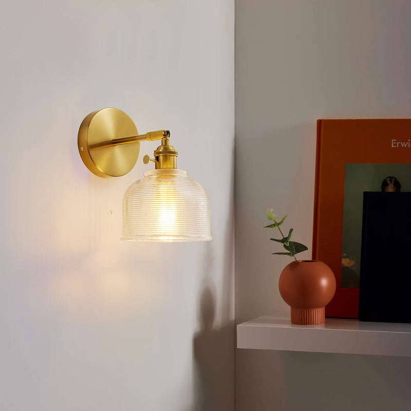 1pc Moderna Pared de Vidrio Pulido Sconce, Base de Bombilla E26 Ajustable, Control de Interruptor, Instalación Semi-Embebida, Acabado de Metal Pulido, Sombra de Vidrio, Ubicación Seca, 110V-240V, Sin Bombilla Incluida