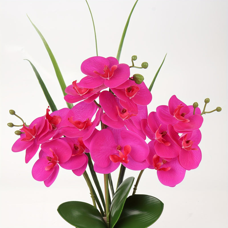 1pc Planta De Flor Artificial Orquídea, Falsa Orquídea Con Maceta Plateada En Forma De Bola Redonda, Planta Falsa Para Decoración De Mesa De Baño, Sala De Estar, Oficina, Cocina, Decoración De Mesa De Hogar De Primavera Y Año Nuevo