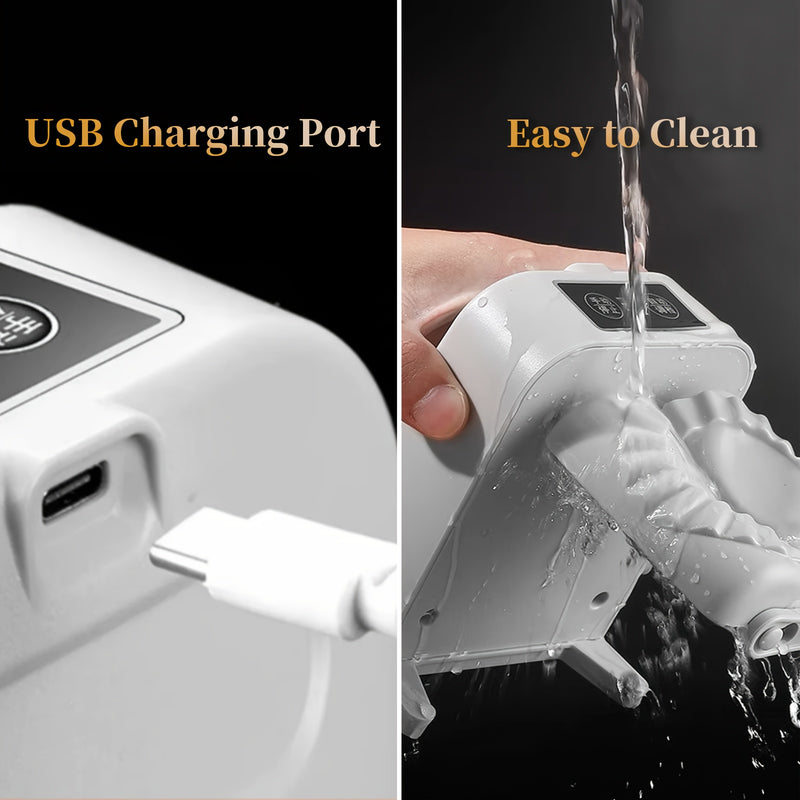 Máquina de dumplings de cabeza única eléctrica, 1pc, Máquina automática de dumplings eléctrica para uso doméstico con 2 modos, Máquina de dumplings recargable, incluye rodillo para relleno de carne, prensa, cortadora, cuchara y pincel.