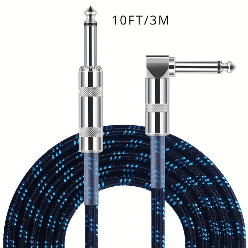 Cable De Guitarra De 10 Pies TS De 1/4 De Pulgada - Cable De Instrumento De Calidad Premium Para Guitarras Eléctricas Y Bajo - Conectores Rectos/angulados - Rendimiento De Audio Profesional