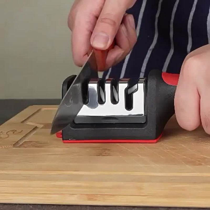 Afila cuchillos profesional de grado 4, altamente eficiente, hecho de acero tungsteno y cerámica, con piedra de afilado rápido y mango antideslizante, ideal para varios tipos de cuchillos y tijeras, suministros de cocina, artículos para el hogar en veran