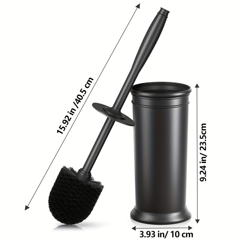 1 Unidad De Cepillo Para Inodoro, Cepillo Para Taza De Inodoro Con Mango Extra Largo, Cerdas Duraderas Para Limpiar El Inodoro Y Soporte Cubierto, Juego De Cepillos Para La Limpieza Del Baño, (Negro, 1 Juego)