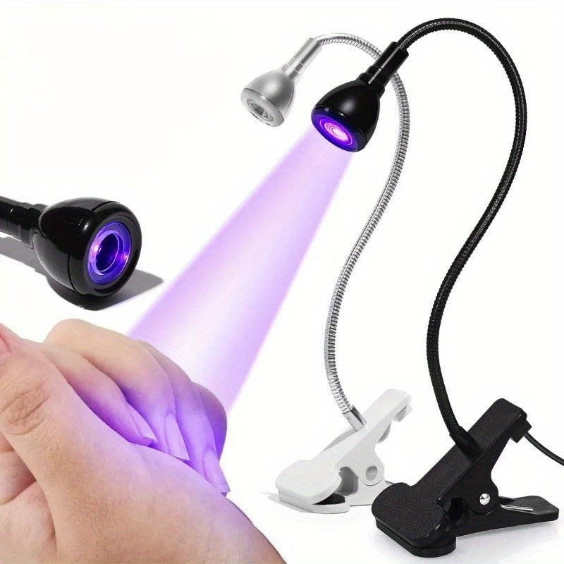 1pc Lámpara LED para Uñas con Brazo Giratorio - Alimentación USB, Brillo Ajustable, Secado Rápido/Luz Azul para Gel, Sin Batería Necesaria, Portátil para Hogar y Salón, Diseño Compacto, Plástico Duradero, Ideal para Manicura y Pedicura