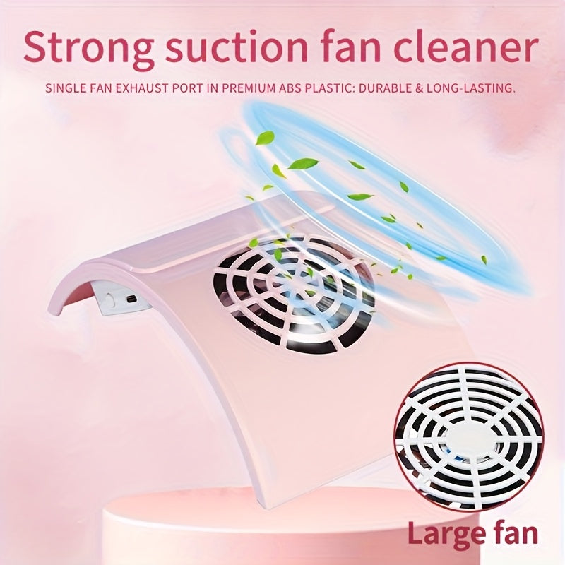 Limpieza de uñas con aspirador USB con 2 bolsas de polvo - Motor cepillado de 20000 RPM, mango ergonómico y área de limpieza ancha para la eliminación de polvo de uñas en el hogar, blanco y rosa brillante, limpiador de uñas, colector de polvo de escritor