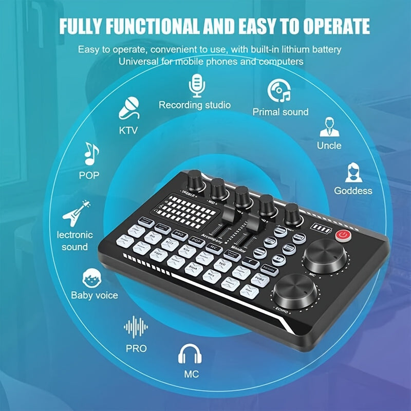 Kit de equipo para podcast, micrófono condensador BM800 con transmisión por cable (sin función inalámbrica), trípode y mezclador de sonido profesional F998 para grabación de voces, locución, transmisiones en vivo, podcast y juegos en el estudio