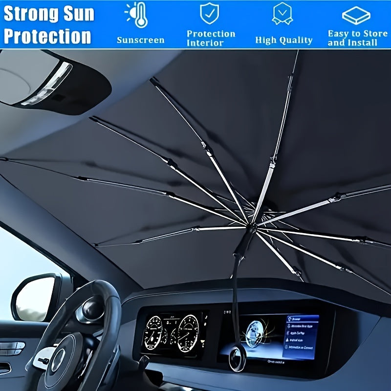 Parasol Plegable para Parabrisas de Automóvil, Protector Solar Anti-UV y Anticalor con Cubierta para Ventana Delantera