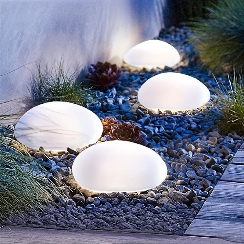 Luz de césped de piedra artificial solar - Iluminación de jardín al aire libre con energía solar, brillo amarillo cálido, montaje semienterrado para caminos, caravanas y decoración de jardín, luces de jardín solares, iluminación de caminos, efecto de pie