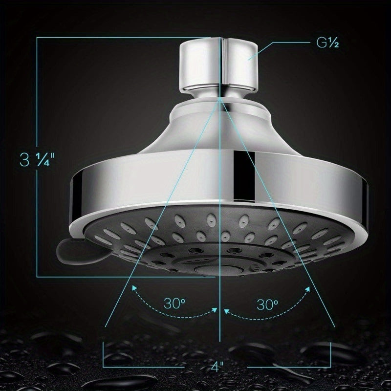 Rociador de Alta Presión con 5 Modos de Riego Ajustables - Cabezal de Ducha Rectangular para Montaje en Pared, Cuerpo de Plástico Duradero, Acabado Cromado Elegante, Válvula de Cartucho para Bajo Presión de Agua, Opciones de Lluvia y Masaje