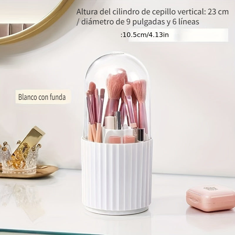 Organizador de Maquillaje Giratorio 360° con Tapa Transparente - Caja de Almacenamiento Espaciosa, Base Estable para Hogar, Salón o Oficina - Construcción Duradera en Plástico, Elegante Diseño, Robusta y Ideal para Aficionados del Belleza