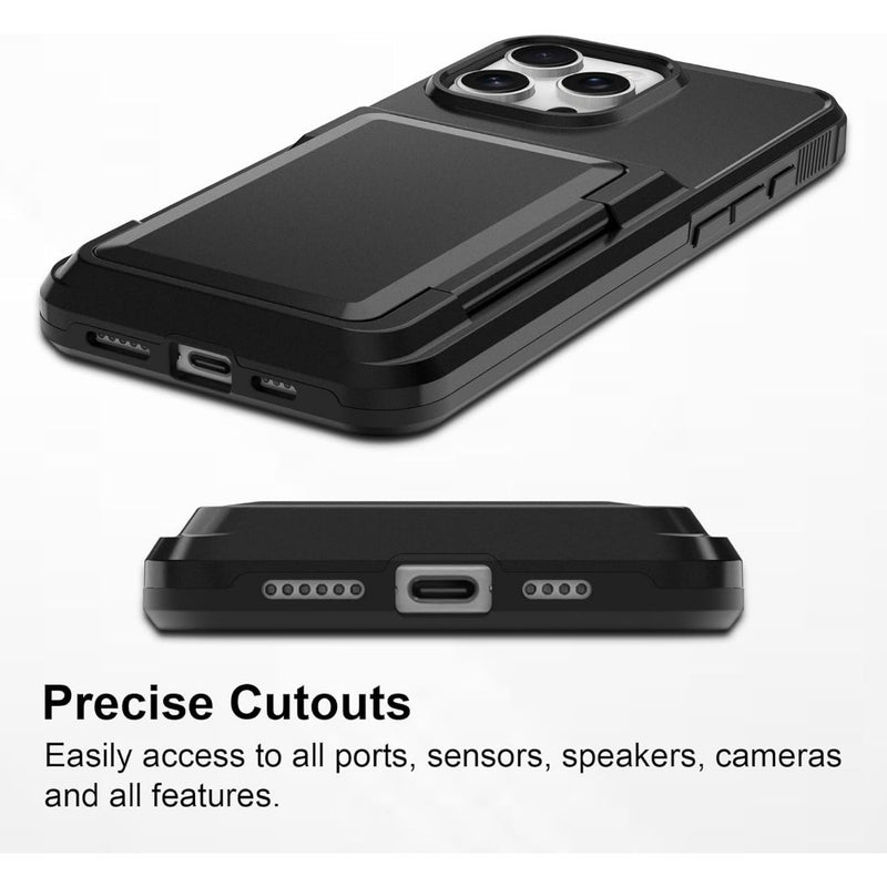 Funda con ranura oculta para tarjeta de crédito para iPhone 16 Pro Max, 15 Pro, 14 Plus, 13, 12 y 11. Cubierta posterior protectora para estos modelos de iPhone.