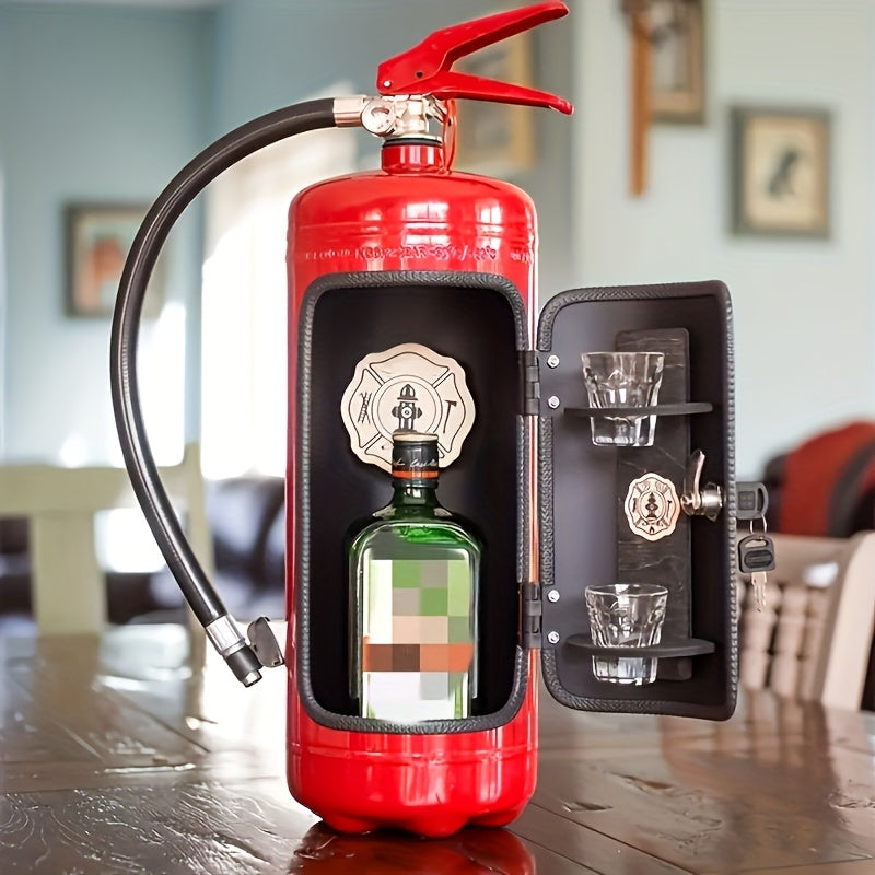 1/2pcs Soporte para Botella de Vino en Forma de Extintor - Decoración Metálica para el Hogar, Uso Interior/Exterior