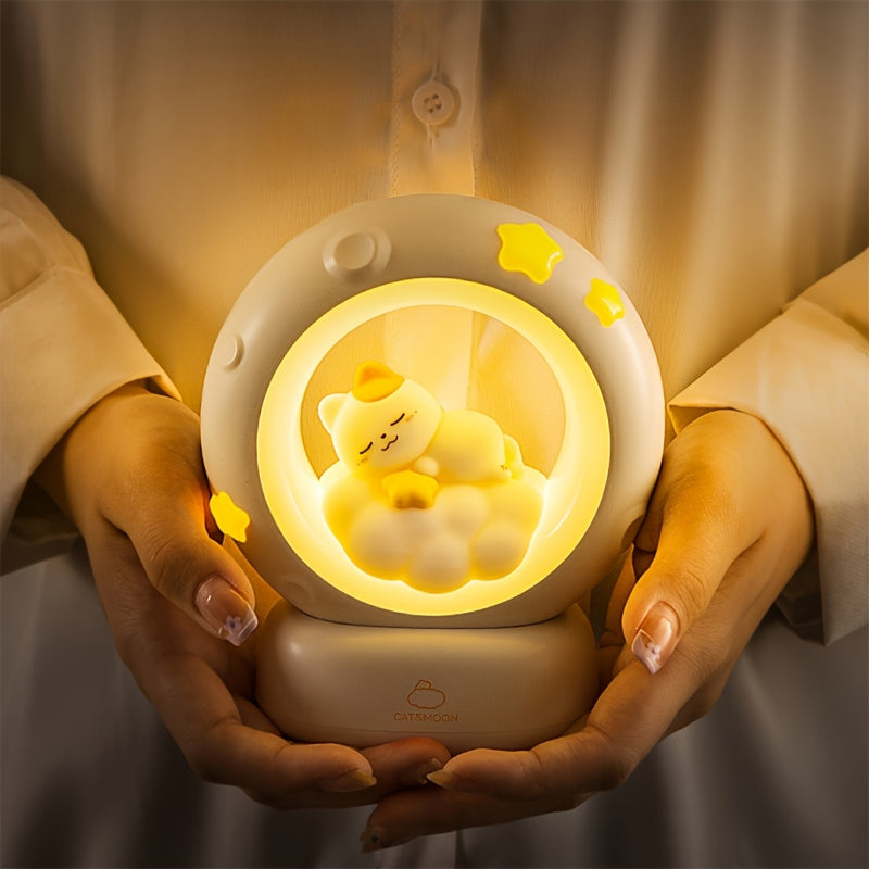 1pc Luz Nocturna de Gato Durmiente, Lámpara Compañera Recargable por USB, Lámpara de Mesa con Regulación de 3 Velocidades y Ajuste de Brillo en 3 Niveles, Lámpara Desestresante para Oficina, Lámpara Decorativa Linda para Dormitorio o Sala de Estar, Regal